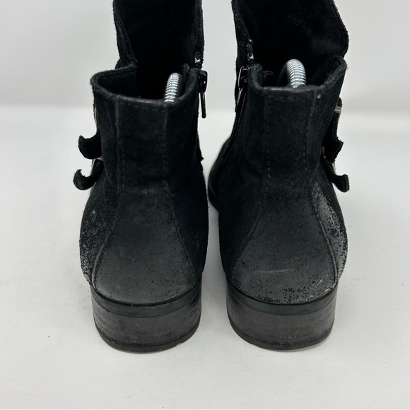 Born Adler Black Suede Leather Comfort Ankle Boots Size 9 Double Buckle Detail - Picture 9 of 13